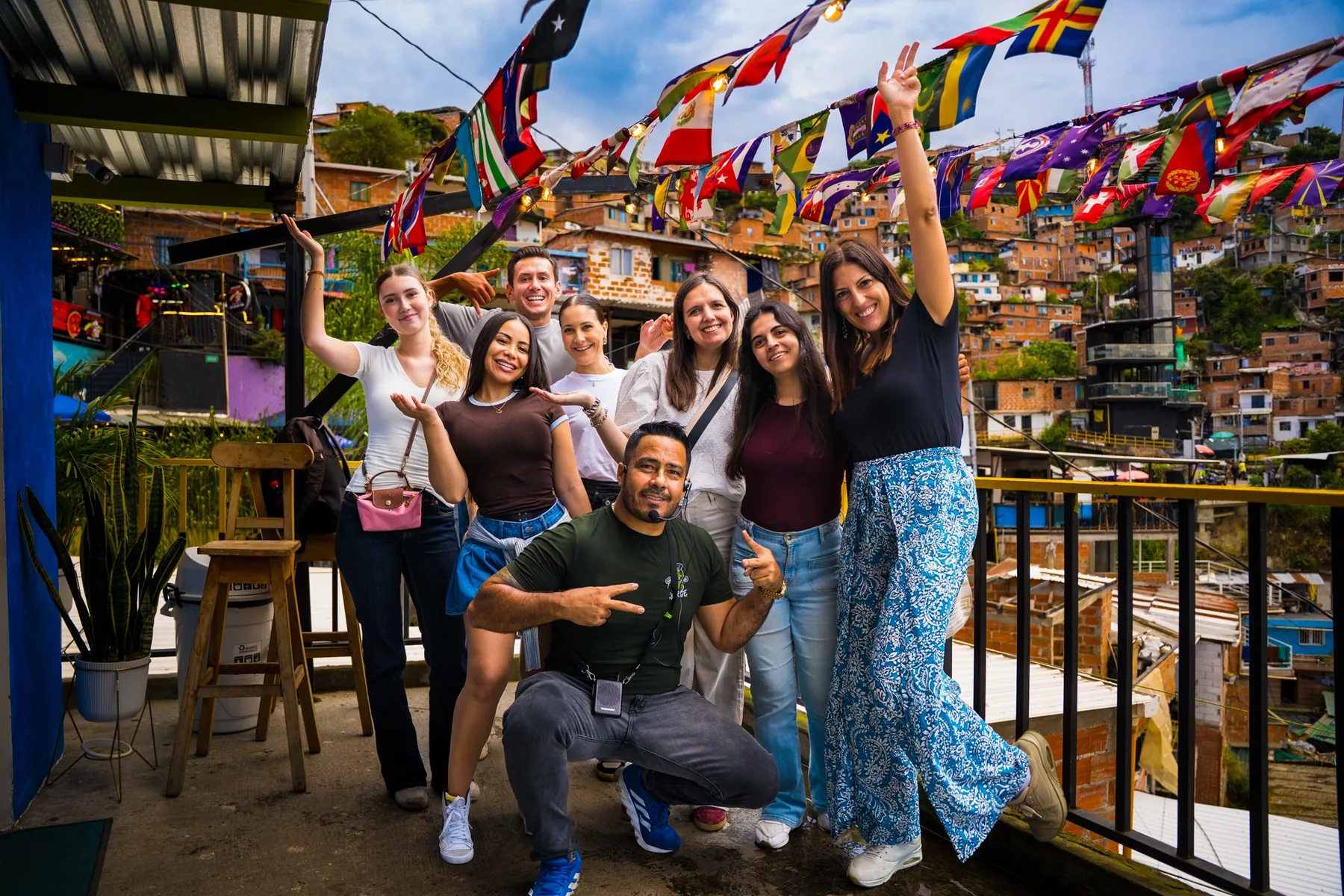 Local street performance during a guided Medellín tour