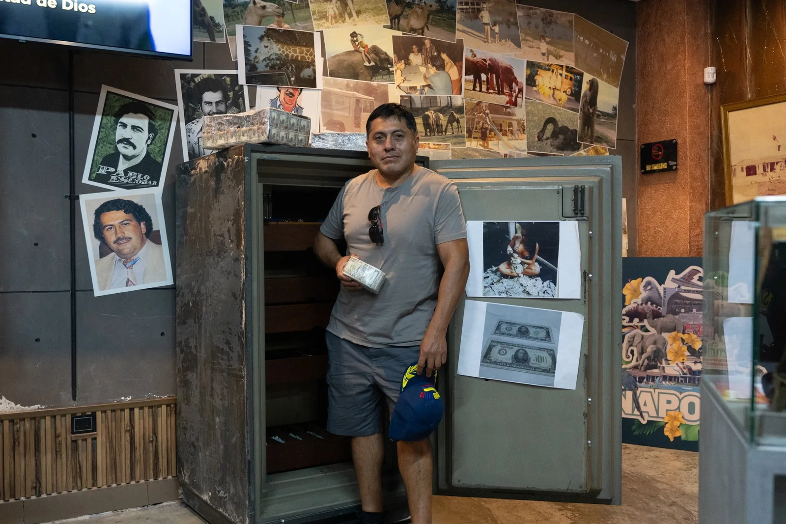 Travelers visiting a private museum related to Pablo Escobar history